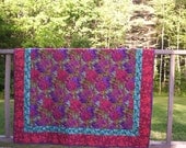 hand quilted floral lap quilt, Kaffe Fassett, Philip Jacobs fabrics