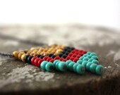 Southwestern Tribal Chevron Necklace : Turquoise, Red, Neutral Arrows