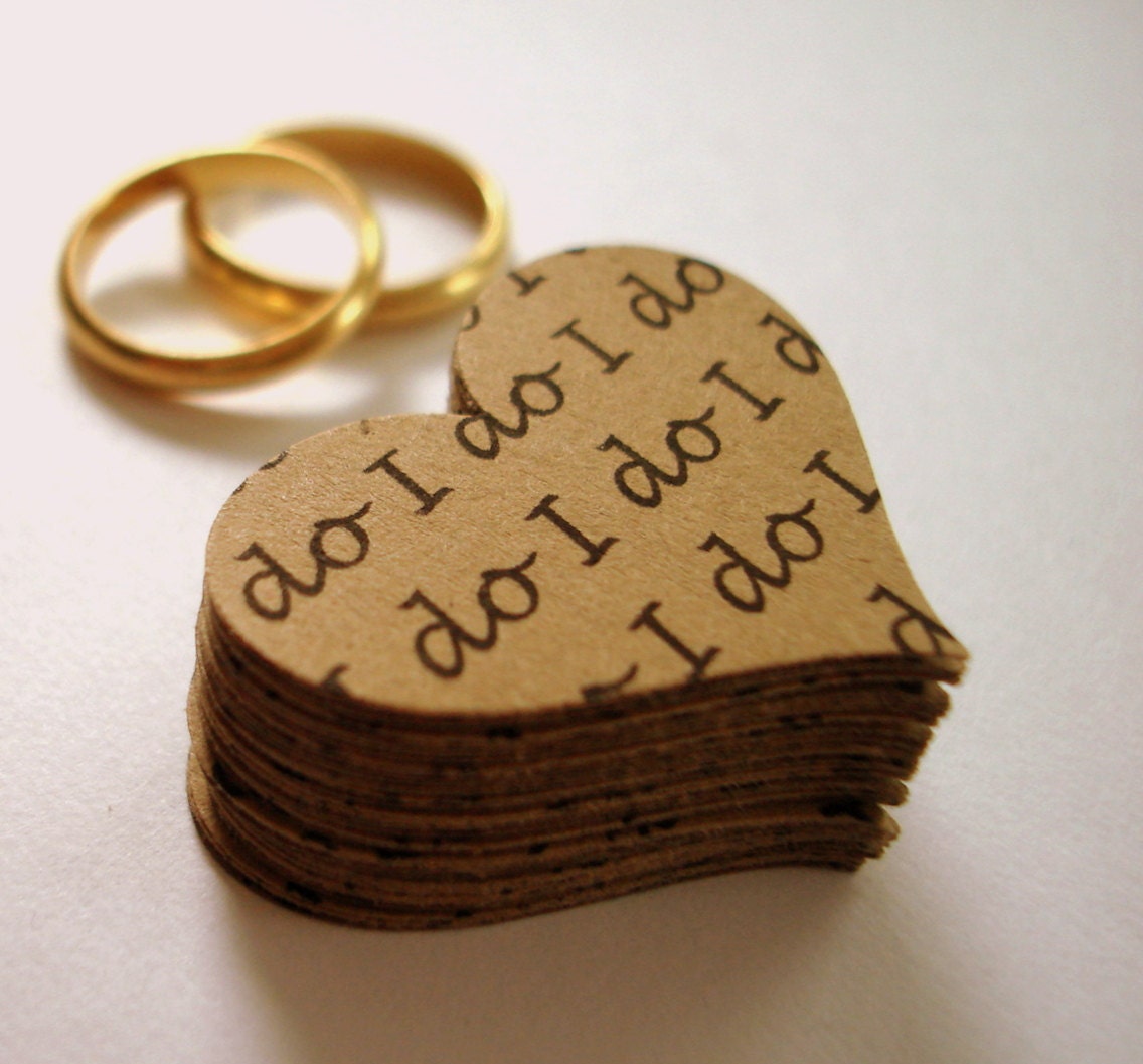 I do - wedding hearts - Personalize Kraft paper hearts Confetti - 100 talking confetti hearts - Choose your words - die cut heart