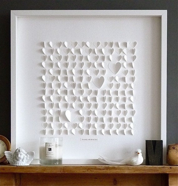 Personalized White Hearts Framed Picture - Large