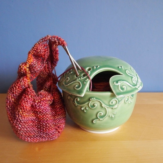 yarn bowl with scrolls in Spring Garden