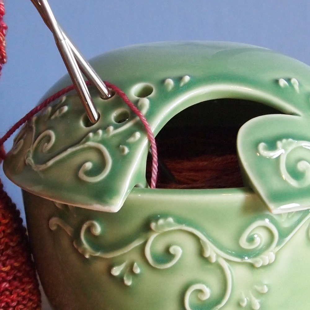 yarn bowl with scrolls in Spring Garden