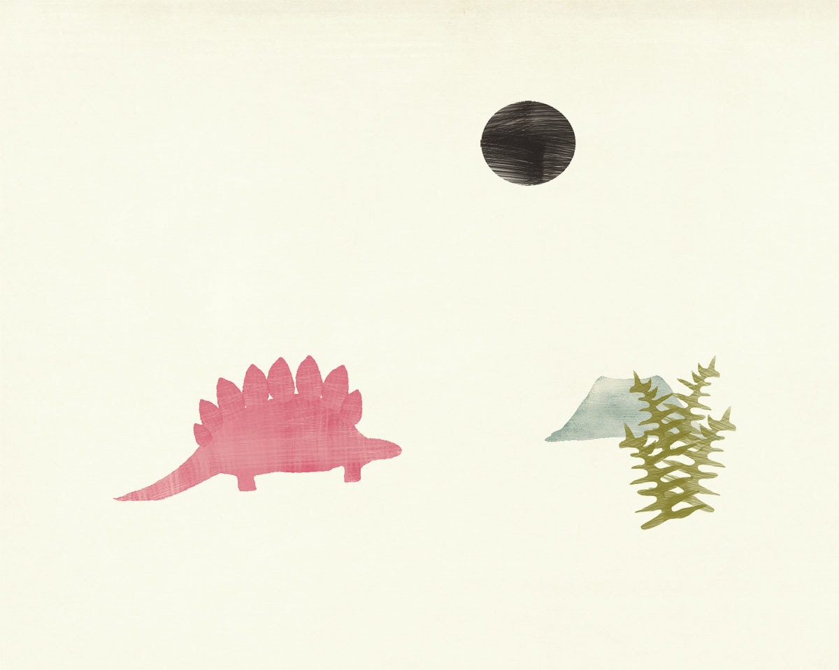 Black Sun Dinosaur Set of Four Giclee Prints-Small