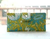 Handmade womens wallet   Vegan handmade beautiful wallet in green and blue floral