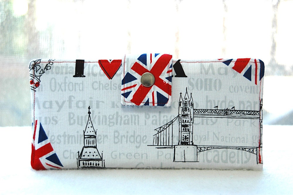 Handmade womens wallet Handmade vegan wallet I love London print