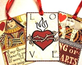 Queen Of Hearts Valentine Tags Set of 8 Chess Pieces Barbed Wire Heart Crowns And More - SiriusFun