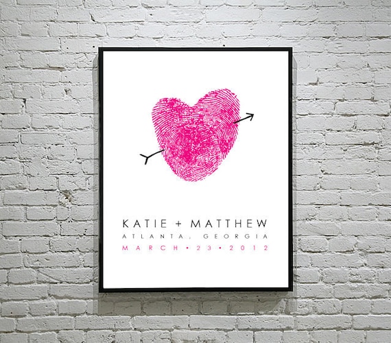 Wedding Poster with YOUR Fingerprints - 8x10 - Custom Wedding Guestbook