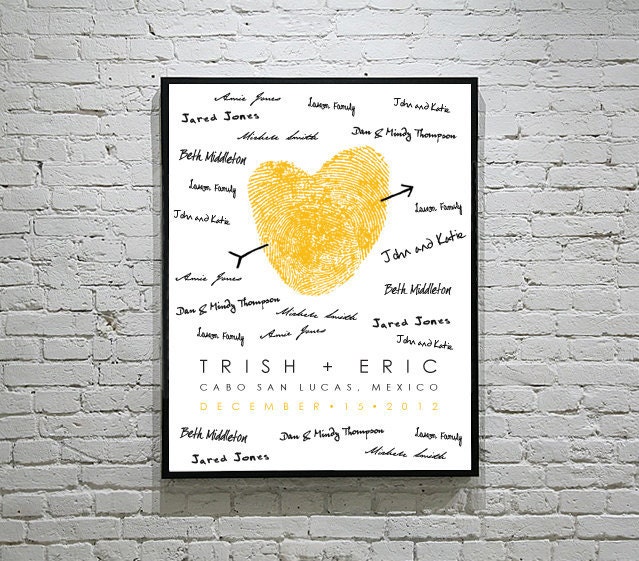 Custom Fingerprint Wedding Poster - 11x14 - Unique Wedding Gift - Wedding Guest Book Alternative