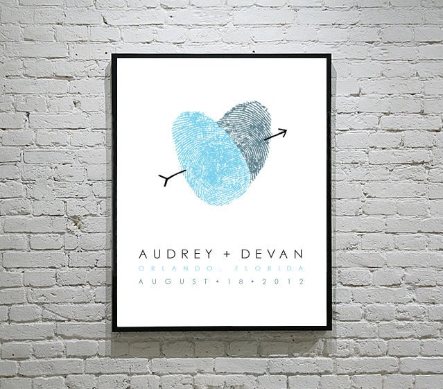 Custom Fingerprint Wedding Poster - 11x14 - Unique Wedding Gift - Wedding Guest Book Alternative