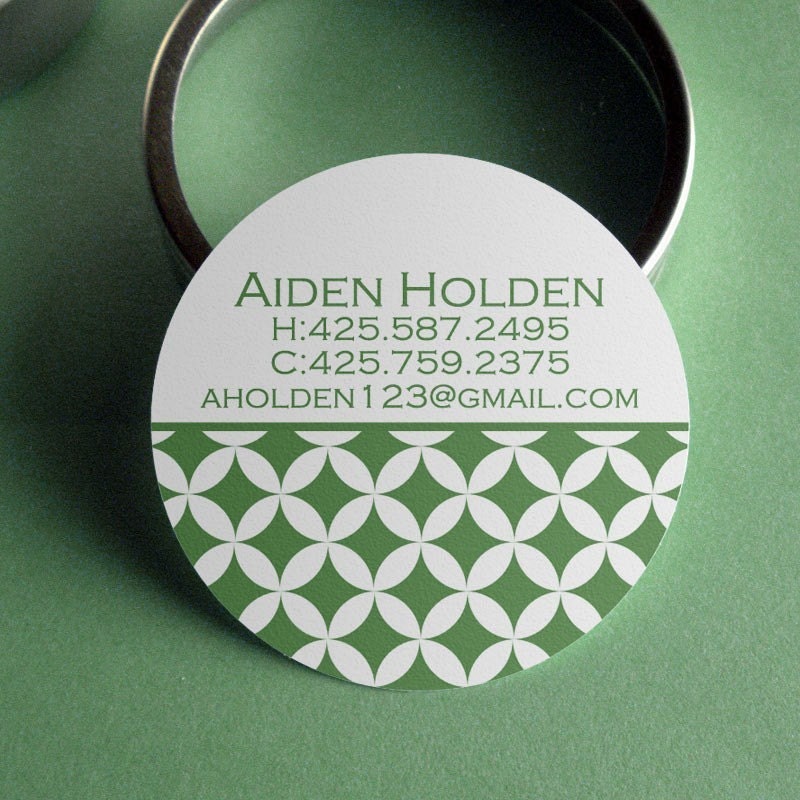 Mod Circles - 50 CUSTOM Round Calling Cards/ Business Cards/ Tags in Tin