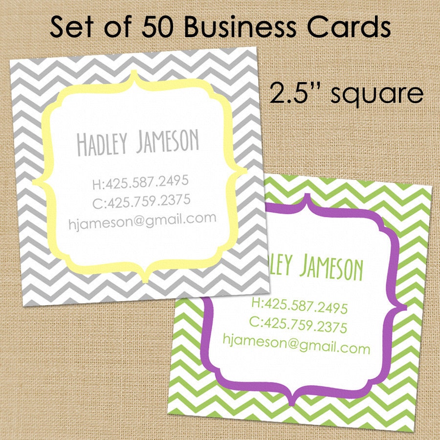 Retro Chevron - 50 Custom Square Business or Calling Cards