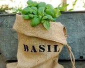 Mini Burlap Bag with Basil