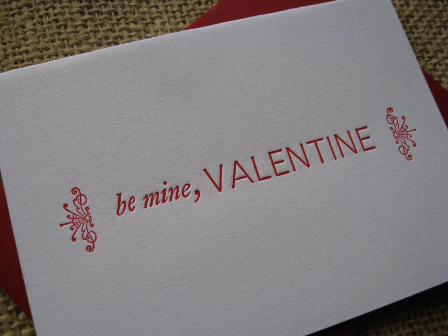 letterpress BE MINE valentine's card