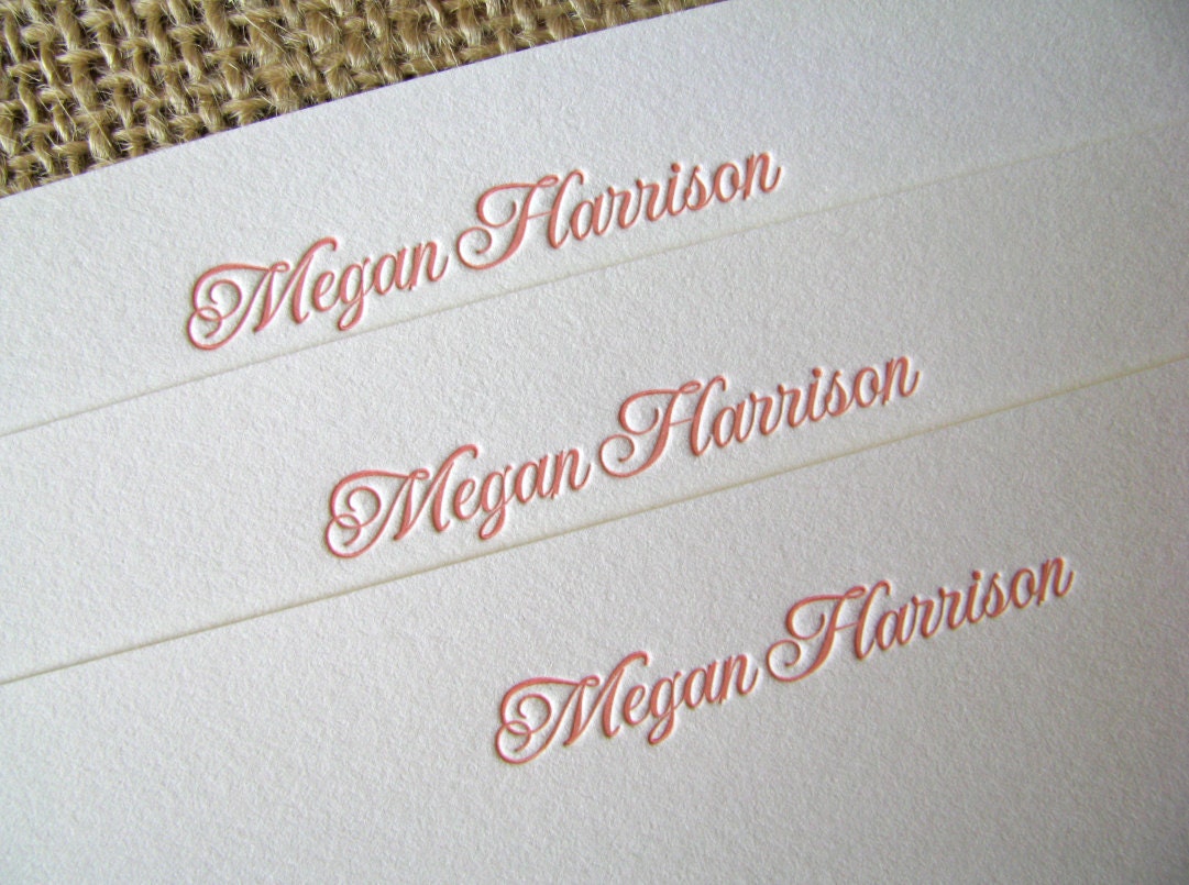 letterpress personalized notecards (1 color-set of 30)