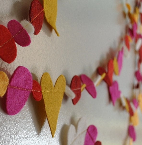 Garland - Hand Cut Felt Circles and Hearts - Pillow Factory