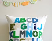 Classic Abc Alphabet Pillow Blue and Green
