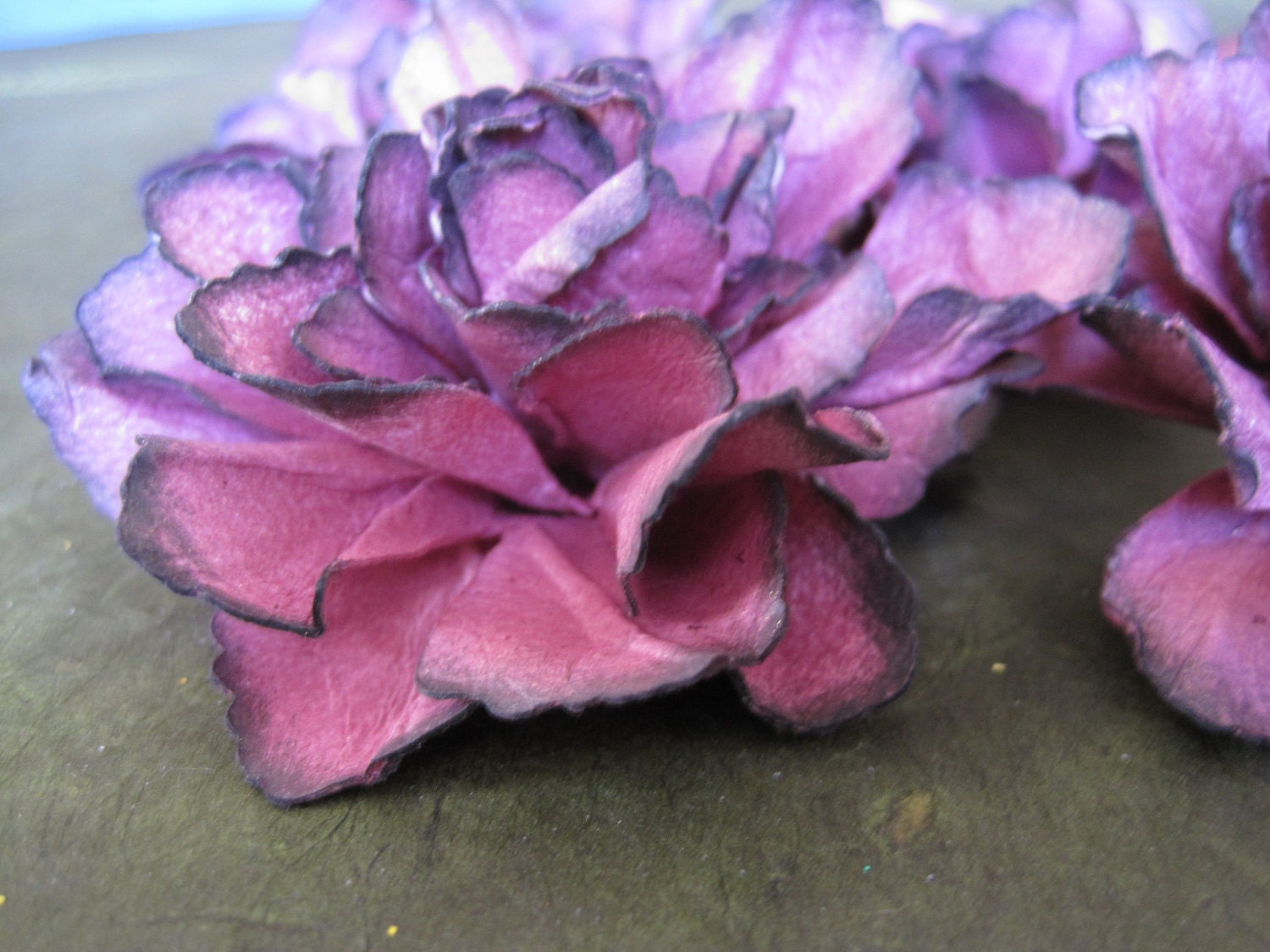 Handmade Cranberry Paper Flowers - Set of 4