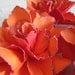 Two Tone Tangerine-Red Handmade Paper Flowers with purple accents - Set of 4
