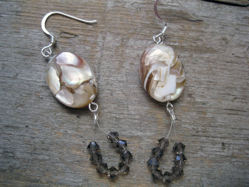 Taupe Abalone Shell Earrings Mother of Pearl
