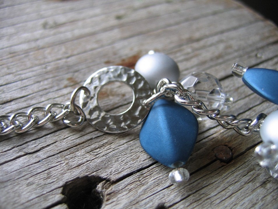 Teal Blue Charm Statement Necklace