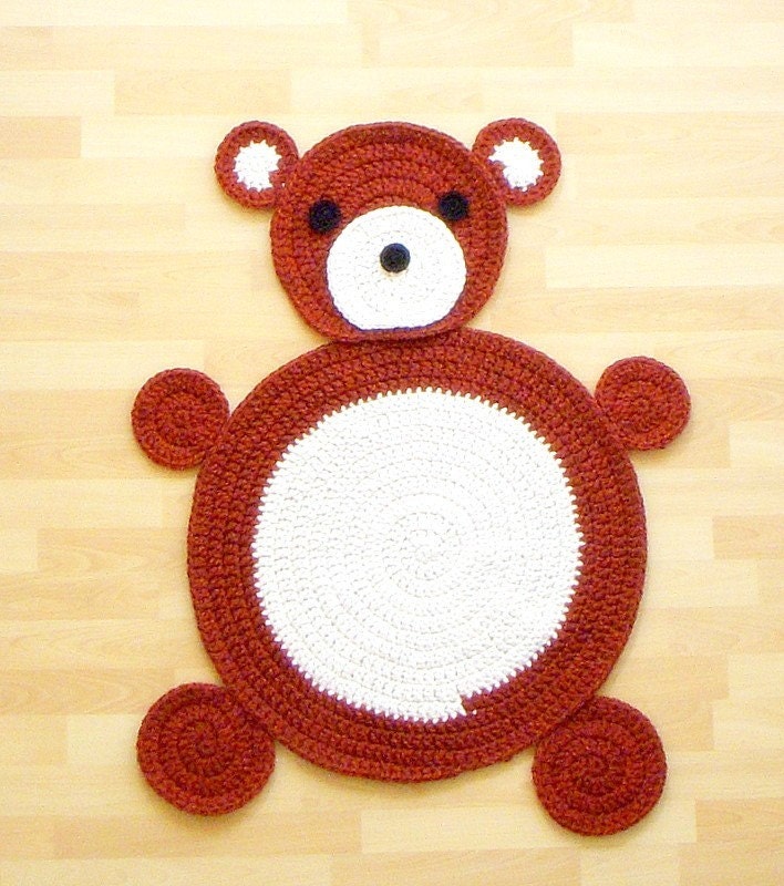 Crochet rug mat pattern - 36 inches x 28 inches Bear Children Play Mat Rug - tutorial PDF