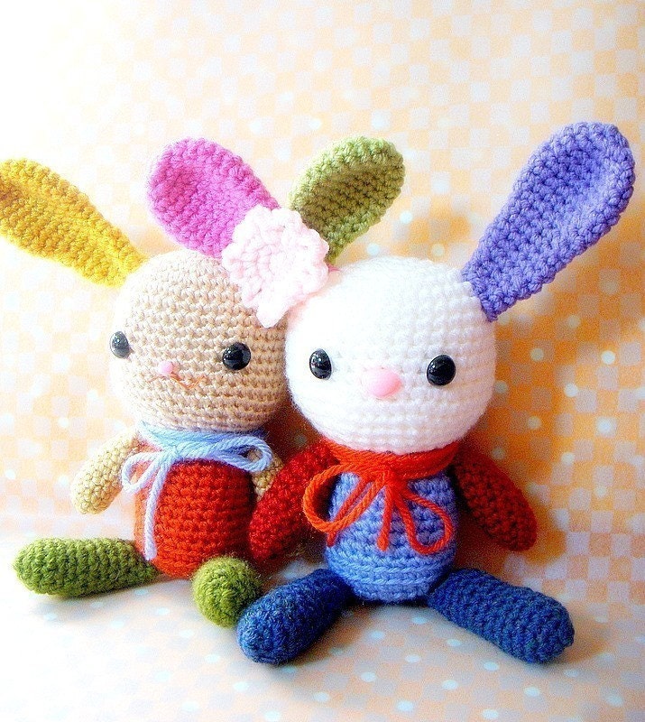Amigurumi bunny pattern - Rainbow Bunny - Crochet  animal tutorial PDF