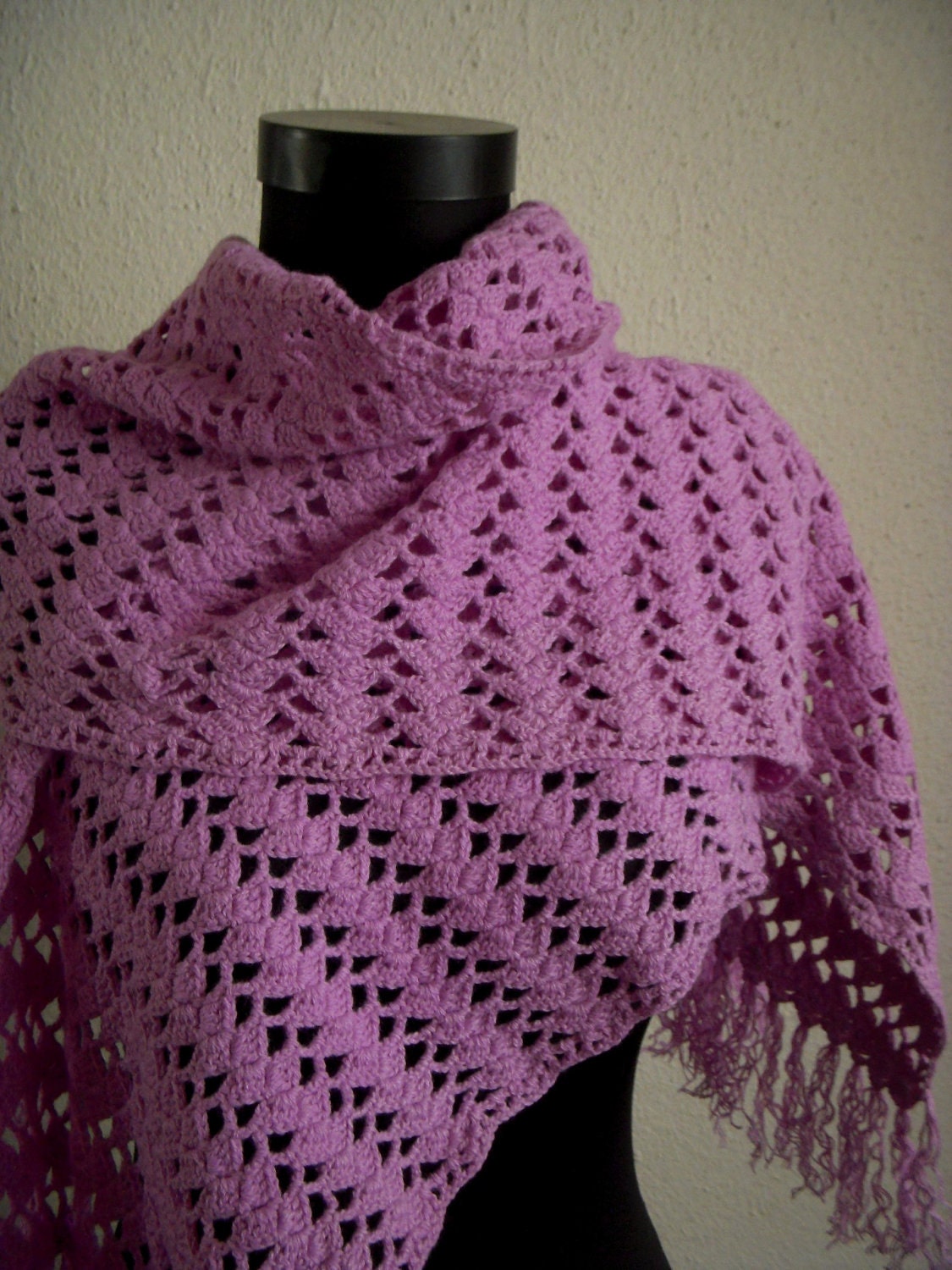 Purple crochet shawl