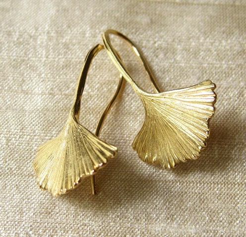 Ginkgo Leaf Earrings 18K Gold