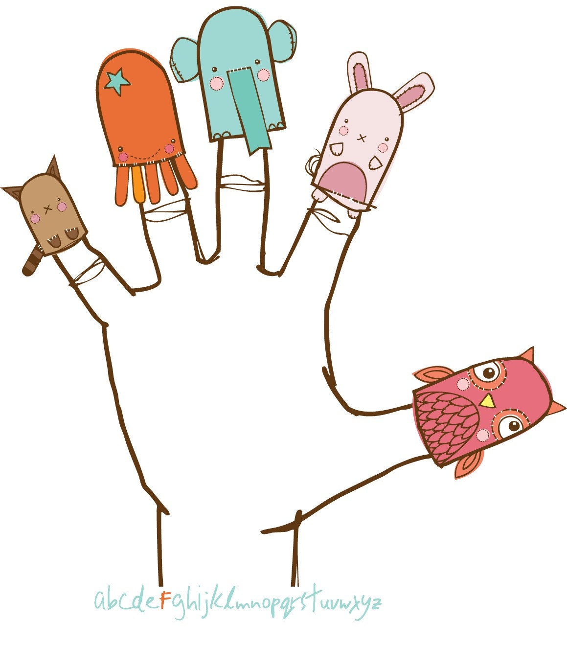 F is for Fingerpuppetabet 13x19 poster