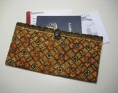 Travel Document Wallet, Passport Wallet, Bon Voyage Gift, Holiday Organizer in the Vintage Clover Batik Print
