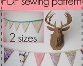 Flag Bunting, Fabric Flag Pennant, Fabric Party Decoration, Photo Prop, Sewing Pattern with 2 Sizes - Easy, Beginners Pattern