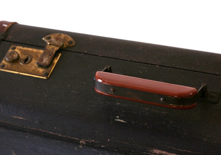 Brown Canvas and Leather Hard Side Suitcase
