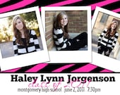 Zebra Print Graduation Announcement or Invitation