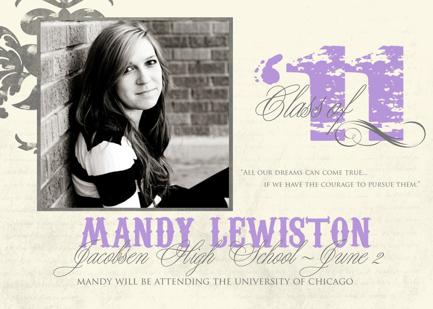 Vintage Graduation Announcement or Invitation