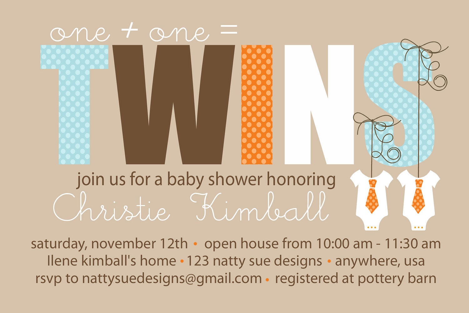 TWINS Custom Baby Shower Invitation