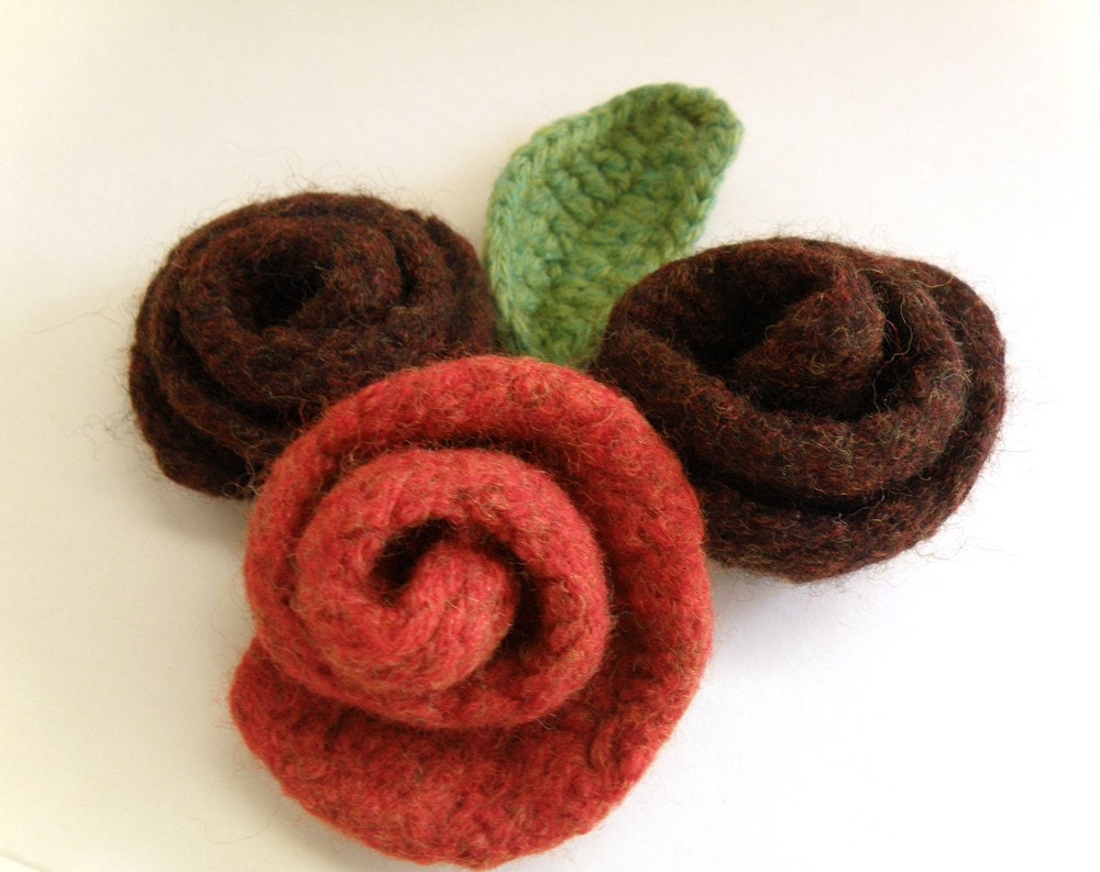 Ginger Felt Rose - Felt Flower , Autumn , Maple  - Ginger Felted Roses