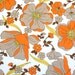flower fantasy in orange, a vintage sheet fat quarter