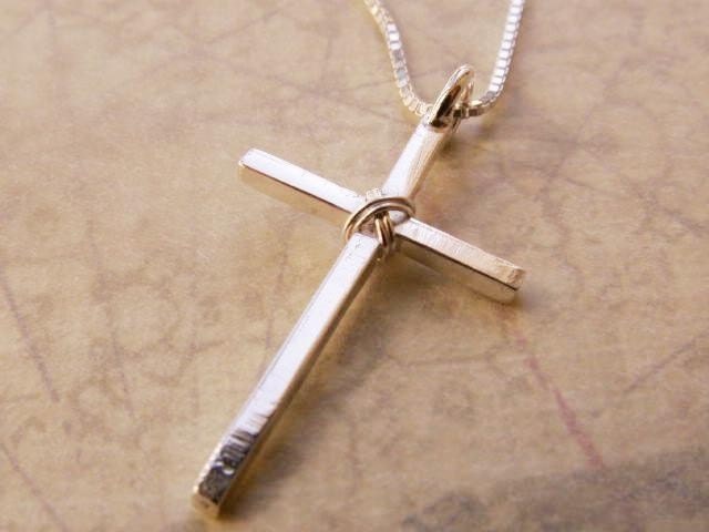 Hope ... Cast Sterling Silver Wire Wrapped Cross Necklace