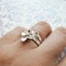 Gemtsone Ring with Sculpted Flower, Stackable Jewel Set, Sterling Silver Ring, Birthstone Wedding Band, Bridal Jewelry