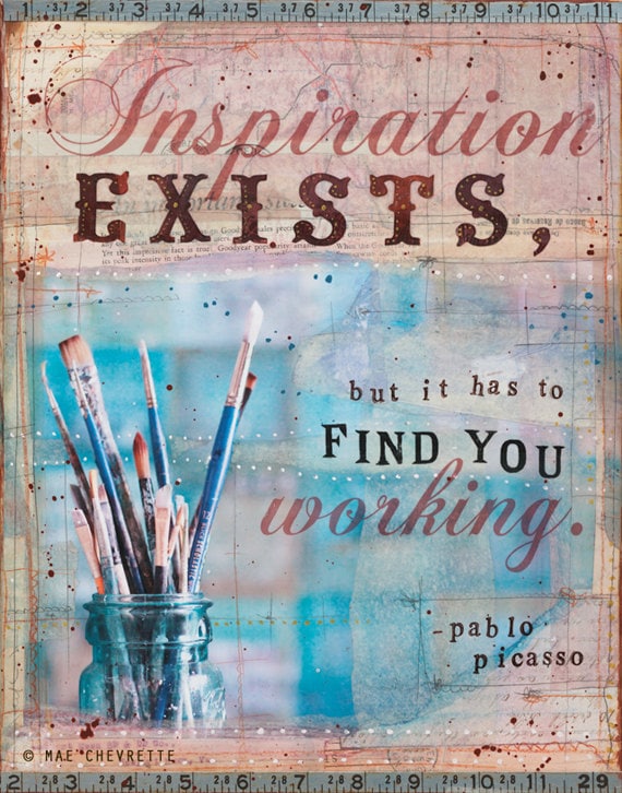 8 x 10 paper print - Inspiration - inspirational artwork, artist creative word art typography poster
