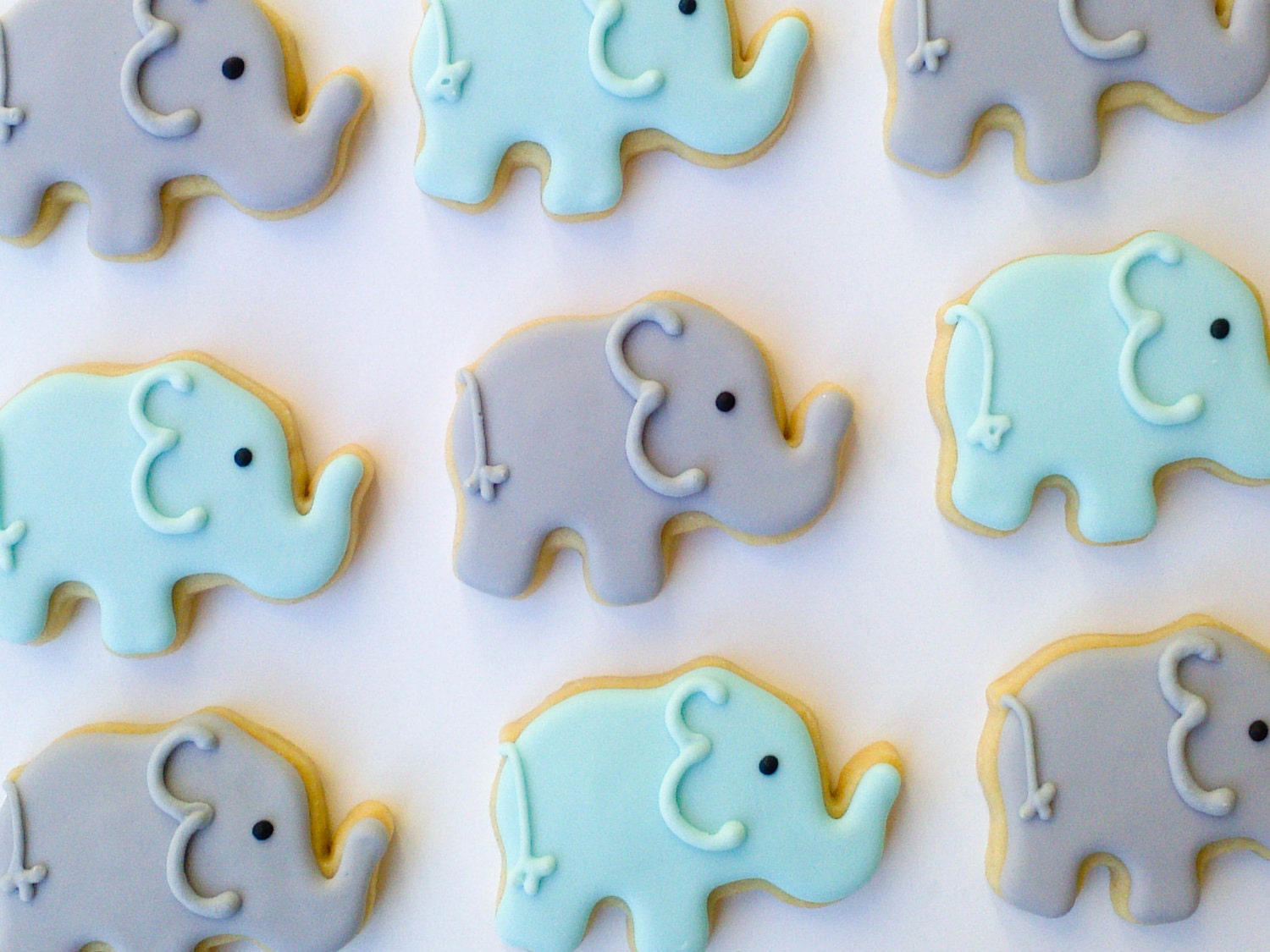 Blue & Gray Elephant Mini Sugar Cookies- 2 Dozen Il_570xn