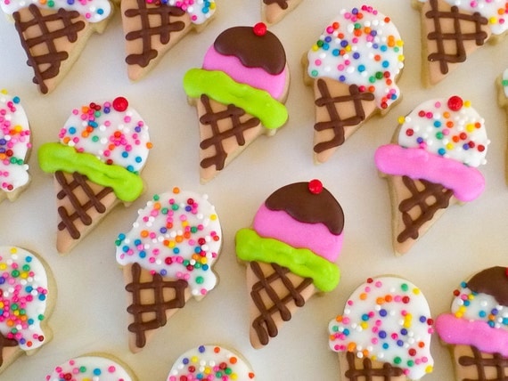 Ice Cream Cone Mini Sugar Cookies- 2 Dozen Il_570xn