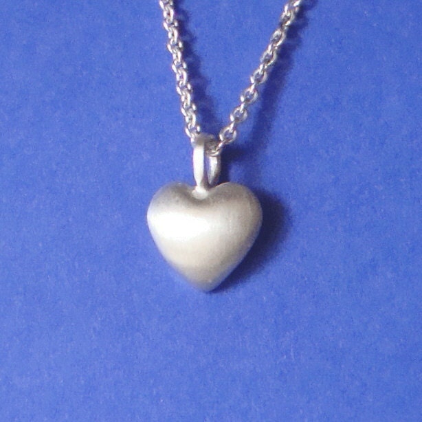 Tiny Puffy Heart Necklace  love pendant in sterling silver mom  for her spring