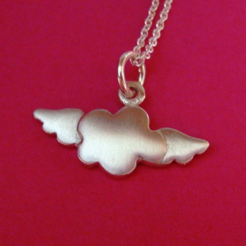 Fly away on a Cloud Necklace in sterling silver Kids Teen jewelry gift girl cute charm necklace mom  for her spring