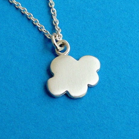 Tiny Cloud Necklace in sterling silver Kids Teen Stocking Stuffer  jewelry gift girl cute charm necklace mom for her spring