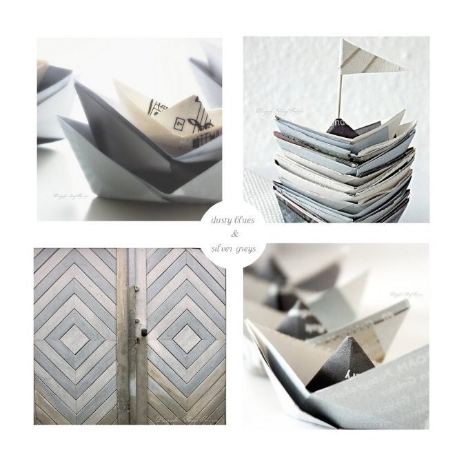 SALE - Dusty blues and Silver greys - Set of four 8x8 fine art photography prints