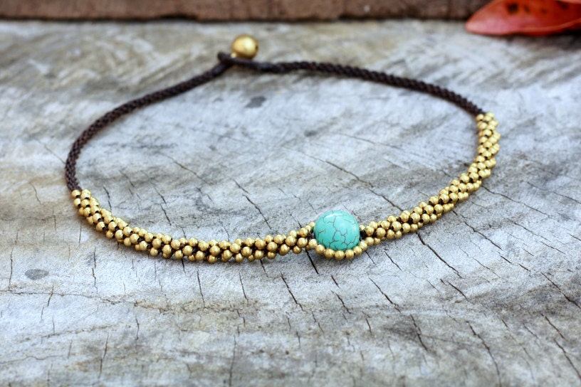 Blue Eye Brass Necklace