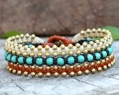 Turquoise Woven Brass Bracelet
