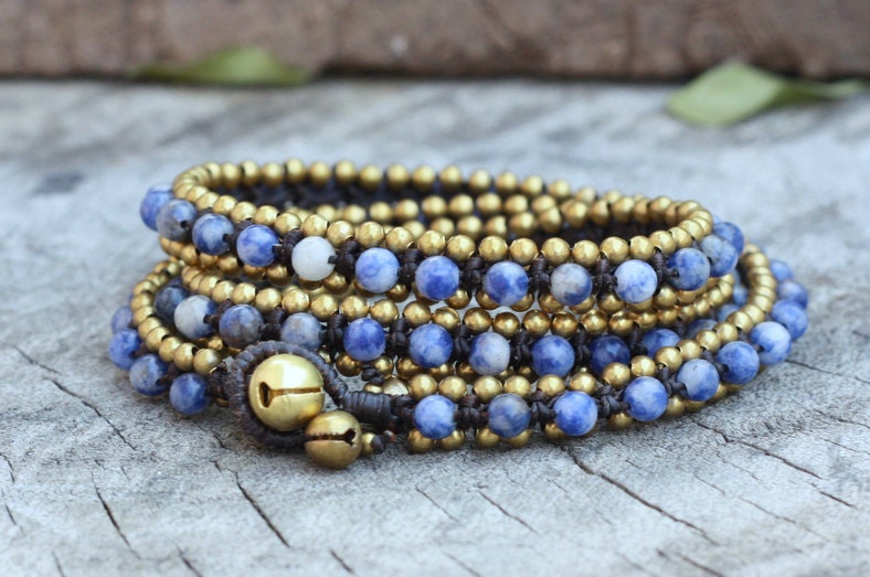 Sodalite Wrap Around Brass Bracelet/Anklet