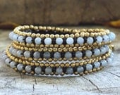 Gray Wrap Around Brass Bracelet